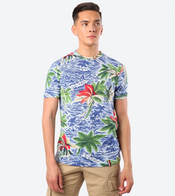 Buy Tommy Hilfiger Palm Tree Printed Crew Neck T Shirt Multi In ...