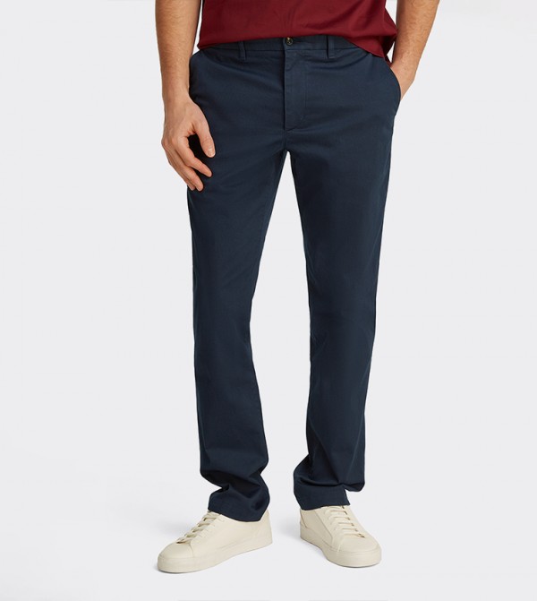 Solid Mid Rise Slim Fit Chinos