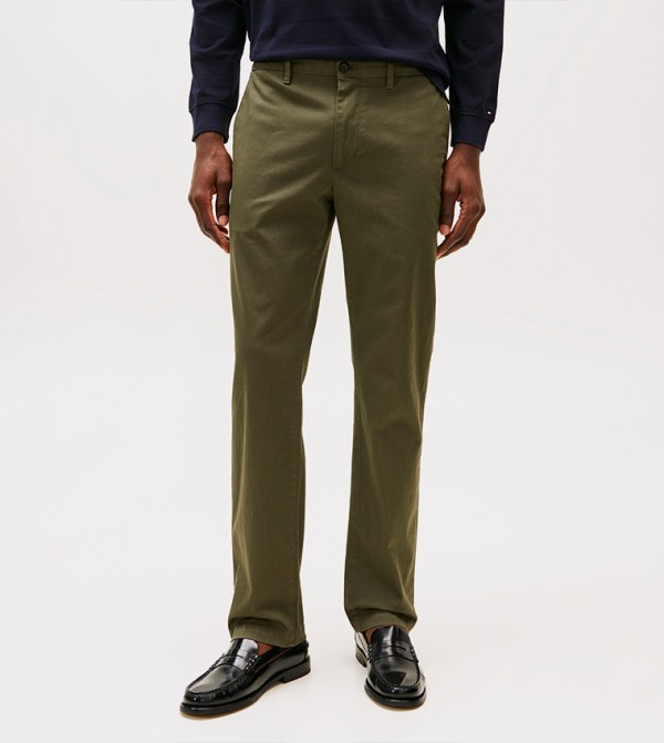 Solid Mid Rise Slim Fit Chinos