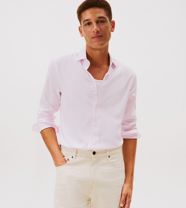 قميص سادة كم طويل