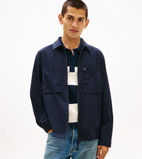 Flag Detail Zip-Through Jacket