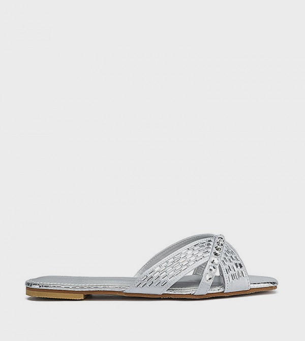 Embellished Open Toe Flat Sandals