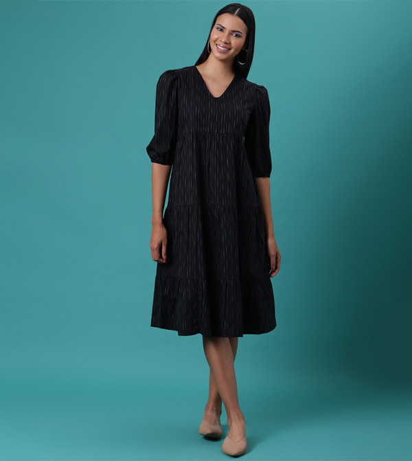 Dakota | Short Sleeve Striped Tiered Midi Dress main image 0
