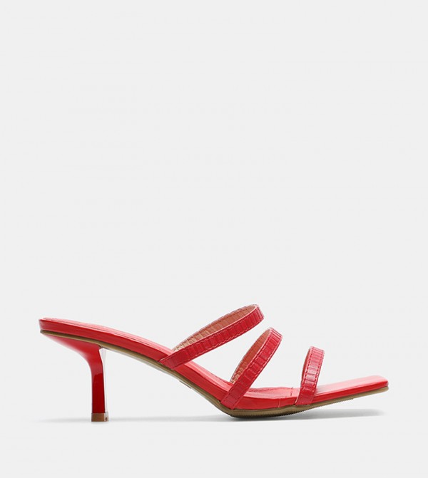 Buy HIS & HERS Open Toe Kitten Heeled Sandals In Red | 6thStreet UAE