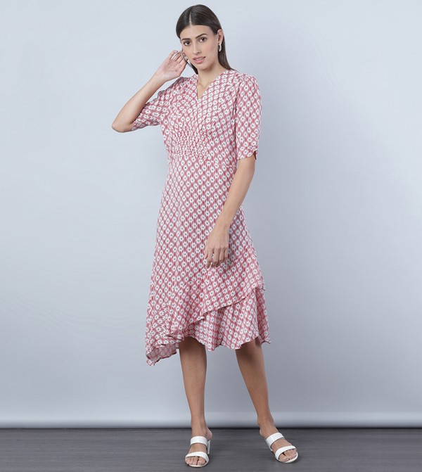 Buy Coast Blouson Sleeves Hem Sweep Wrap Dress In Pink