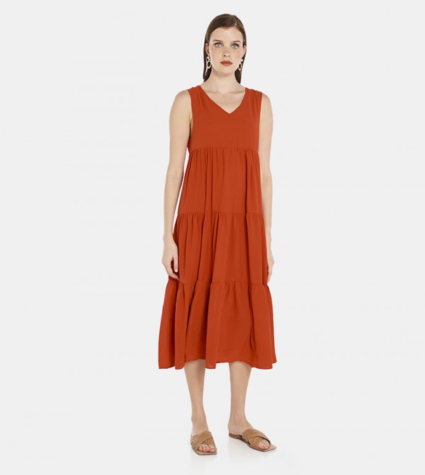 Orange tiered outlet dress