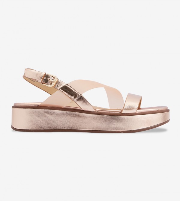 Buy Naturalizer Charlize Rose Gold Leather Sandals In Gold 6thStreet Oman