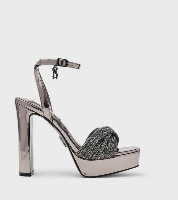NANI Embellished Ankle Strap Heel Sandals