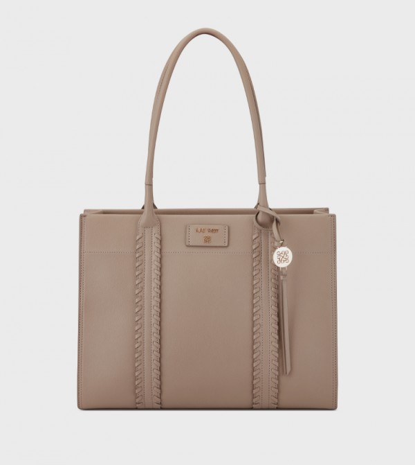 PEYTON Logo Detail Zippered Tote Bag