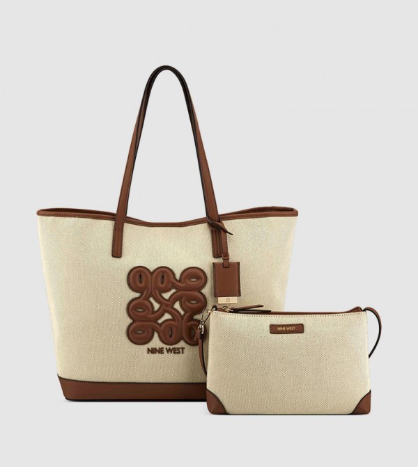 Buy Nine West JENSON Textured Logo Detail Tote Bag Set In Brown
