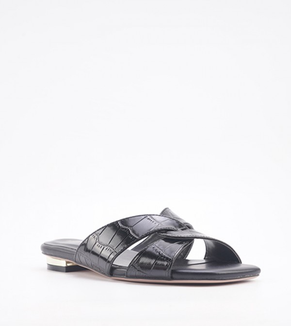 YELENA Textured Flat Sandals