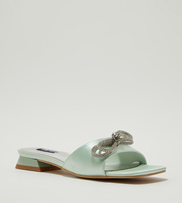 ARCHIE-AK Embellished Bow Flat Sandals