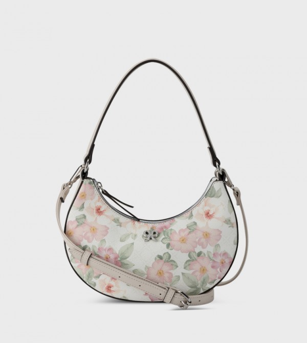 ELIORA-PEARLS Floral Patterned Hobo Bag