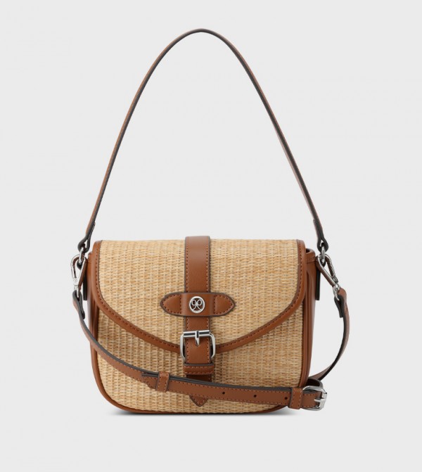 BRIAR Straw Flap Shoulder Bag