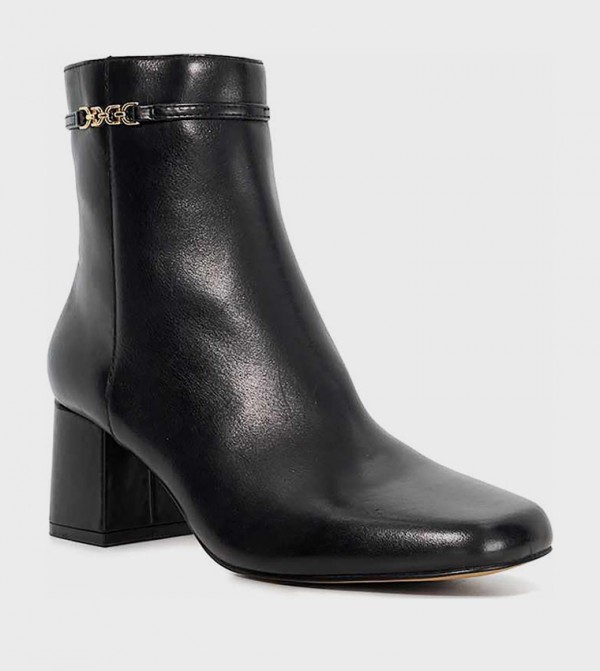 OAKLEE Square Toe Heeled Calf High Boots