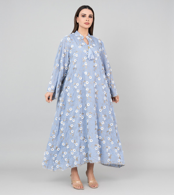 Floral Aura Embroidered Flared Sleeves Jalabiya