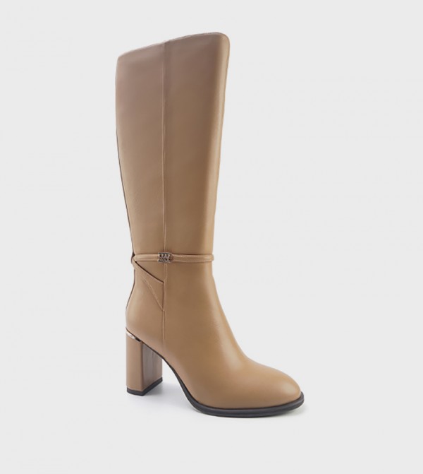 ORTENS Solid Heeled Knee High Boots