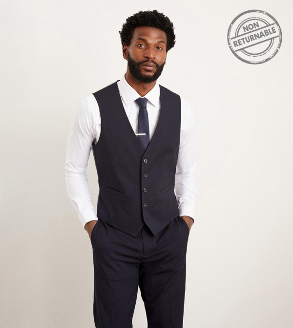 Slim Fit Navy Waistcoat - (Non Returnable)