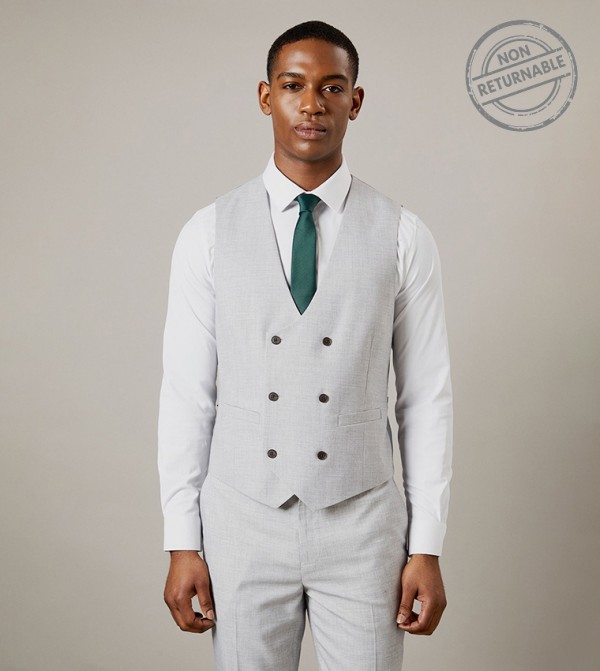 Heathered Double Breasted Waistcoat - Non Returnable