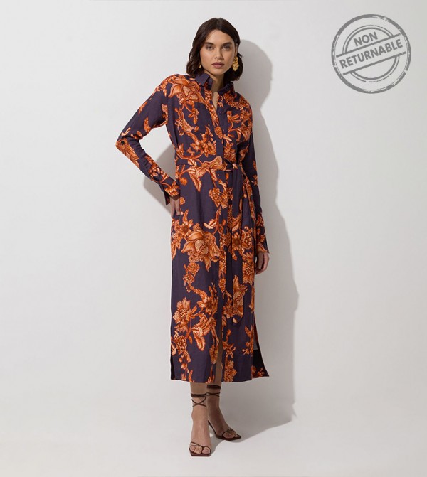 Viscose Linen Woven Shirt Dress - Non Returnable