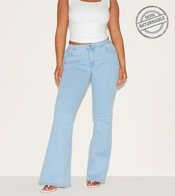 Shape Lace Up Back Flared Jeans - Non Returnable