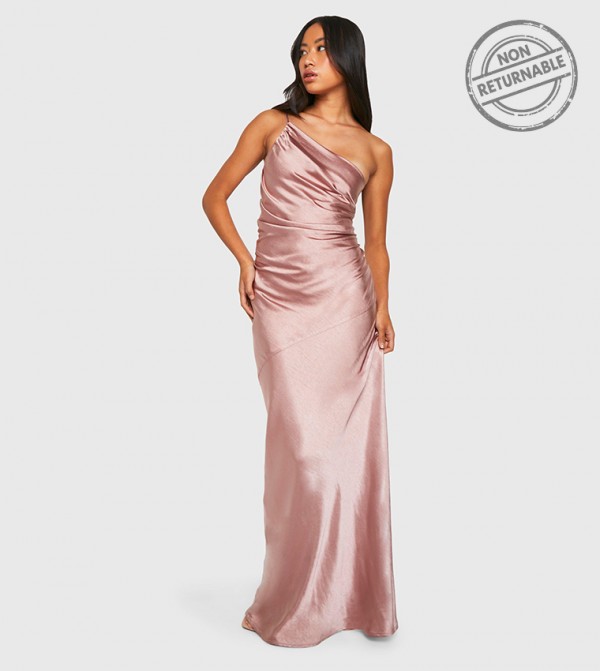 Bridesmaid Satin Asymmetric Maxi Dress - Non Returnable