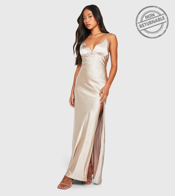 Bridesmaid Satin Strappy Maxi Dress - (Non Returnable)