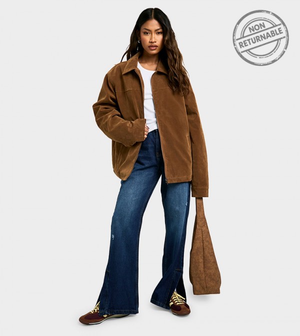 Split Hem Faded Flare Jeans - Non Returnable