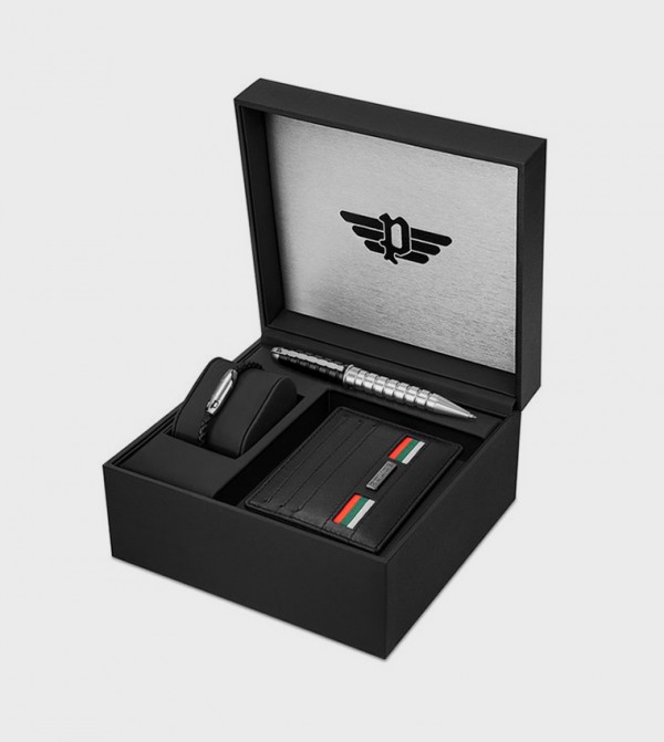 Textured Leather Cardholder with Accessory Set