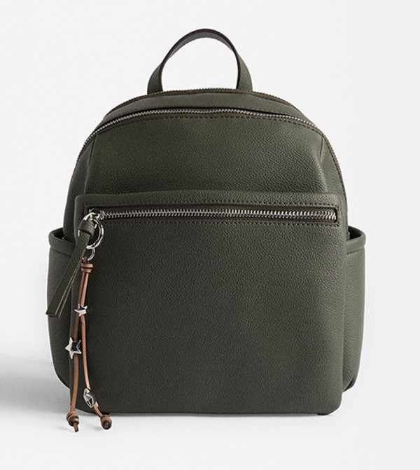 Textured Zip Closure Backpack