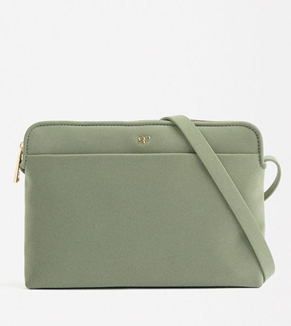 Textured Zip Closure Crossbody Bag