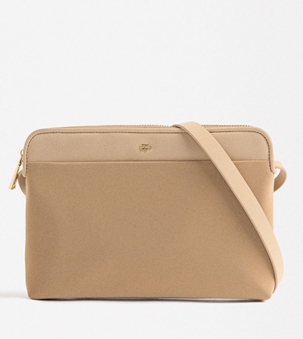 Textured Zip Closure Crossbody Bag