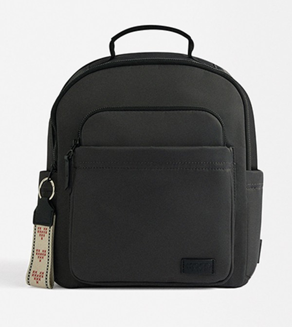 Label Detail Zip Closure Backpack