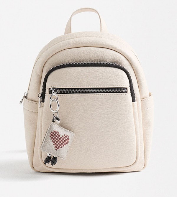 Textured Zip Closure Backpack