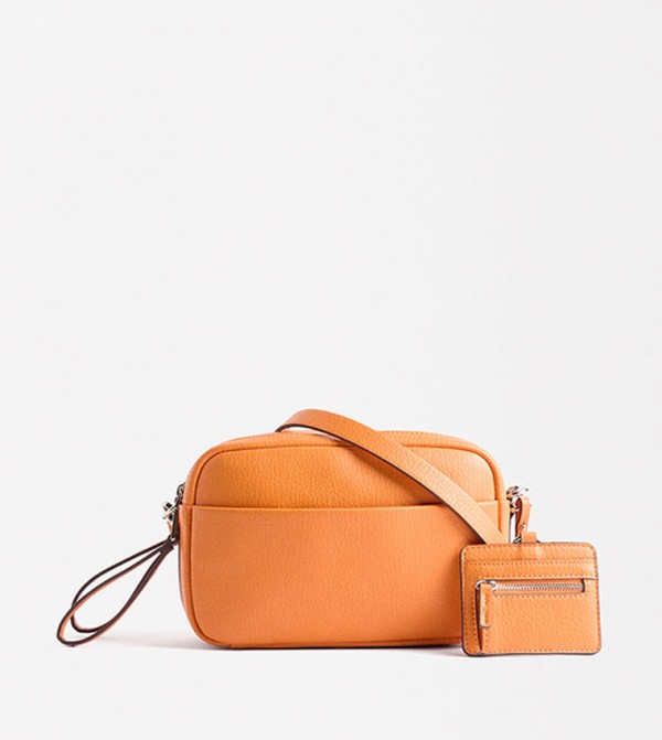 Textured Crossbody Bag with Cardholder