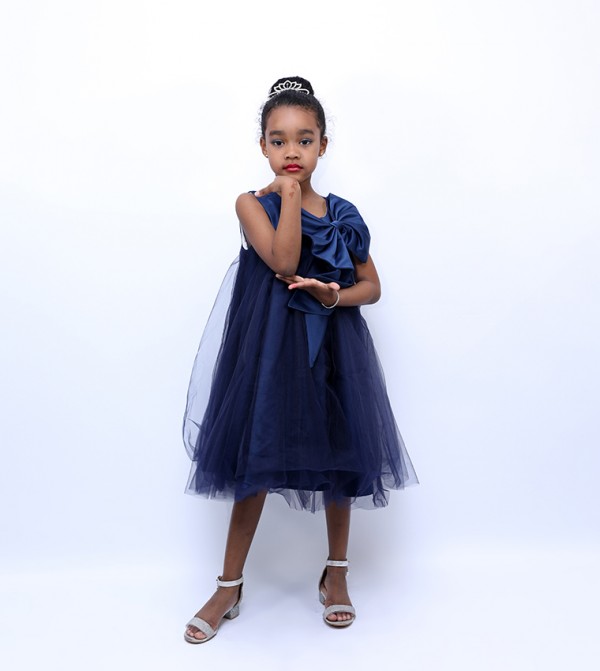 Bow Detail Tulle Party Dress