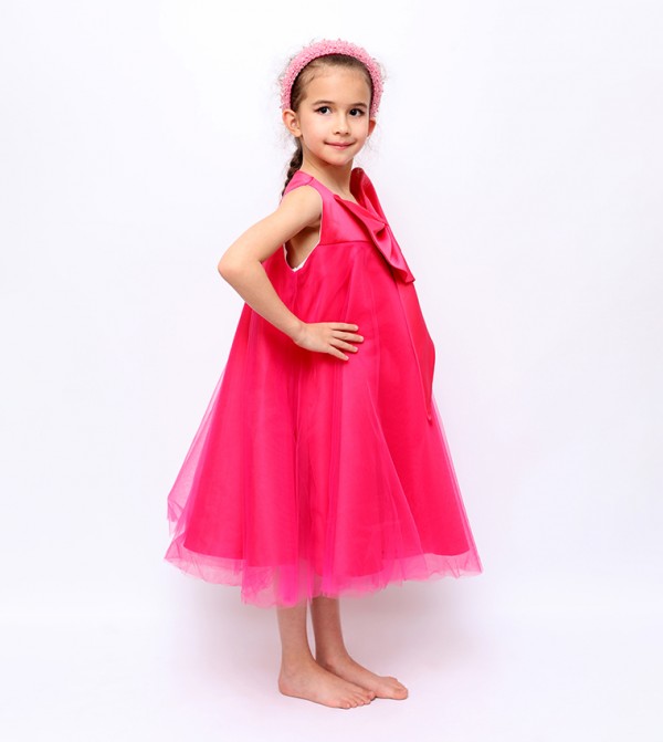 Bow Detail Tulle Party Dress