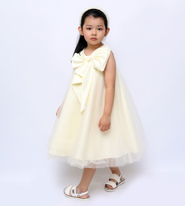 Big Bow Detail Sleeveless Party Tulle Dress