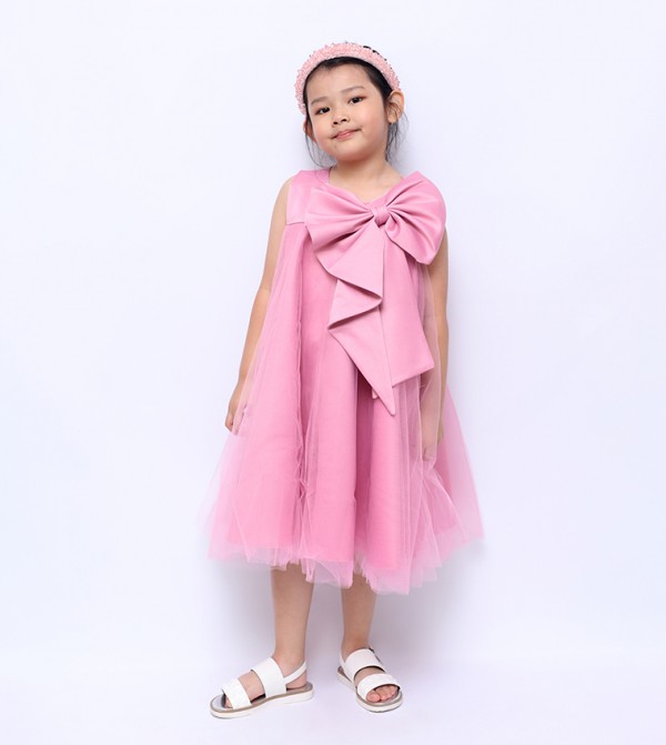 Bow Detail Tulle Party Dress