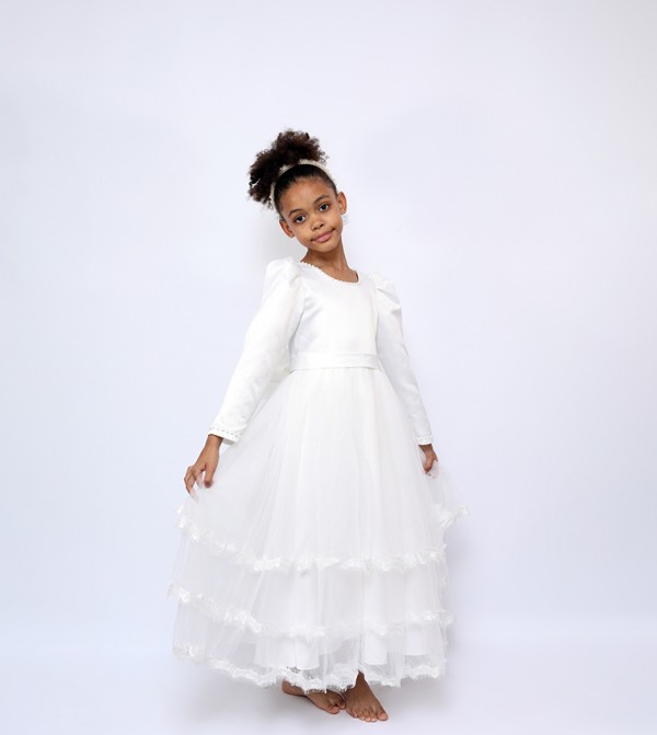 Melissa Ruffle Detail Puff Sleeves Party Dress