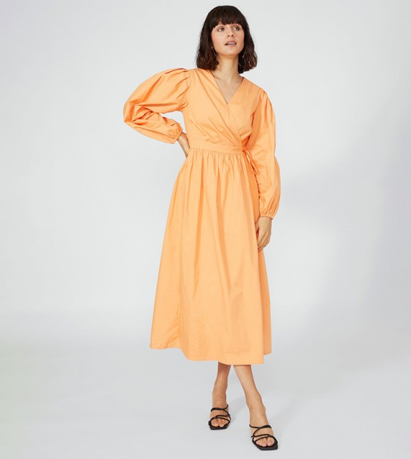 Buy Principles Poplin Wrap Midi Dress In Orange 6thStreet UAE