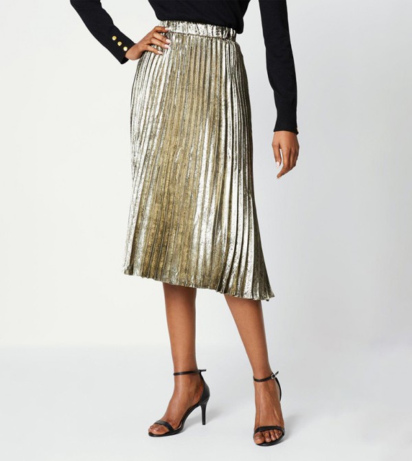 Oasis gold 2024 pleated skirt