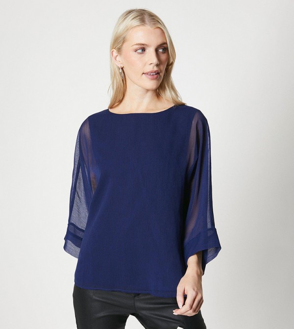 Buy Principles Chiffon Batwing Top In Navy 6thStreet Saudi Arabia