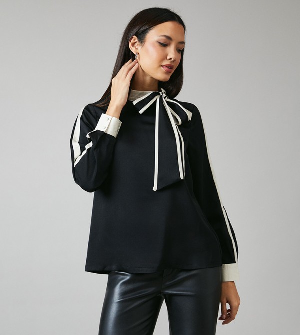 Satin Contrast Detail Top