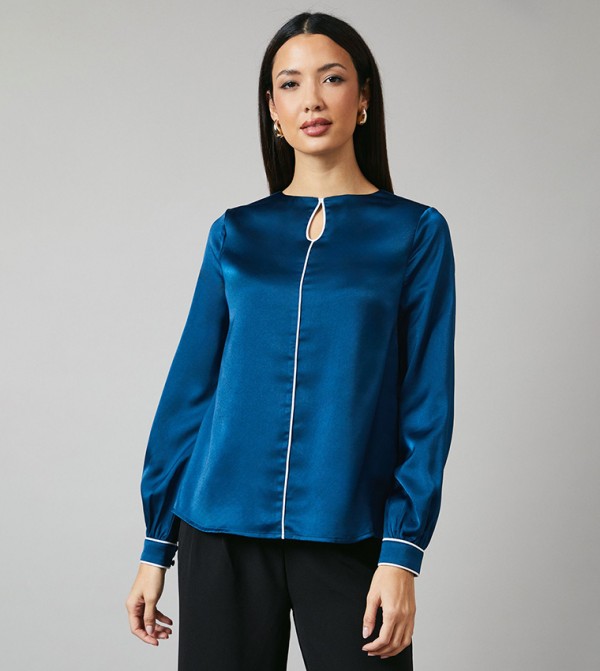 Piping Detail Long Sleeves Top