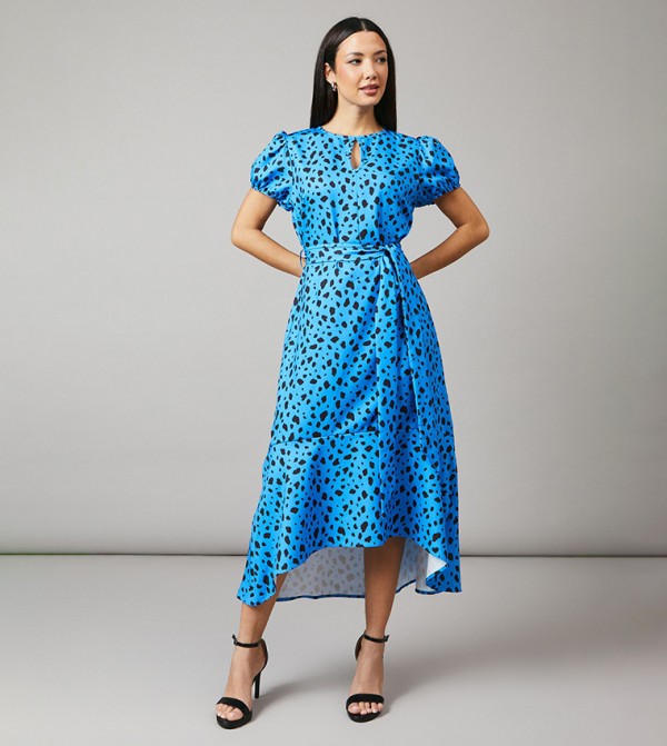 Sienna Animal Print Piped Detail Midi Dress