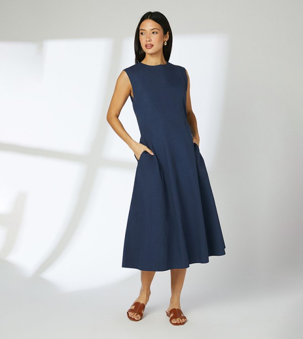 Seam Detail Cotton Poplin Midi Dress