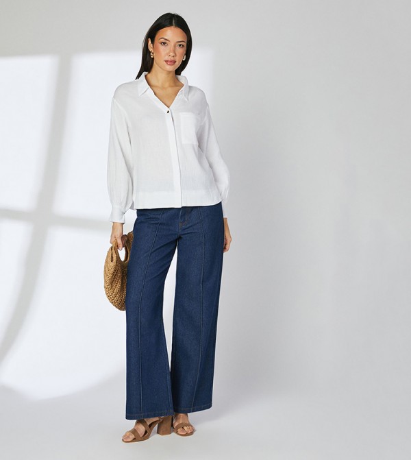 Gauze Solid Long Sleeves Shirt