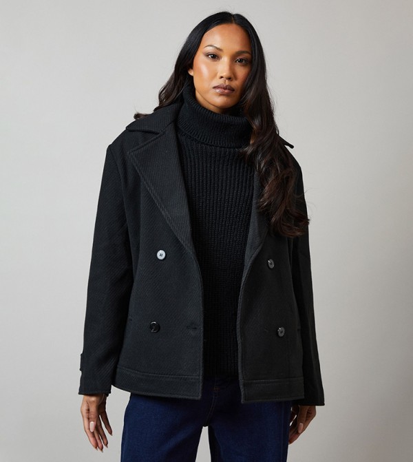 Collar Detail Double Breasted Jacket