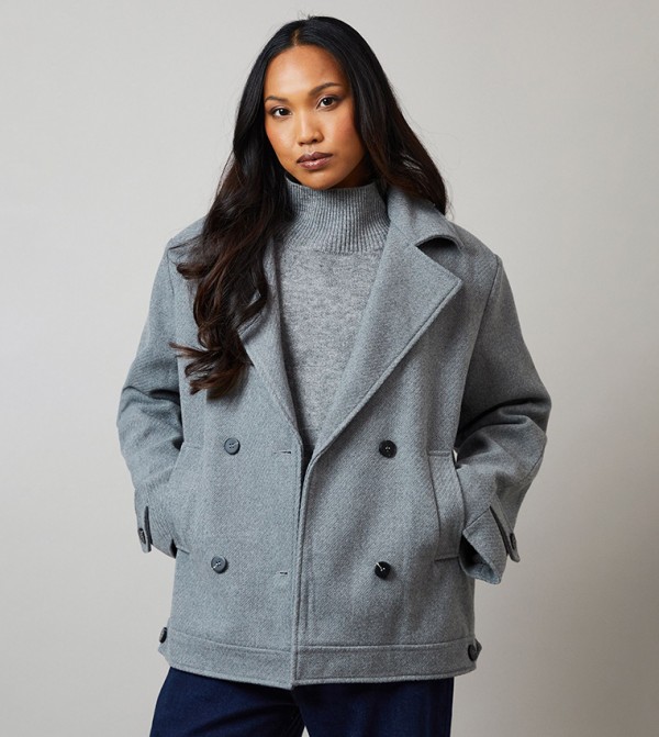 Collar Detail Double Breasted Jacket